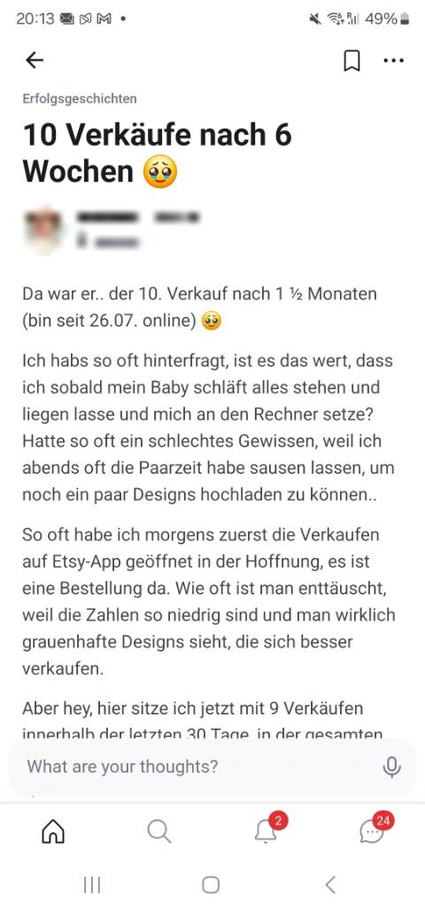 Erfahrungsbericht aus der Community, Screenshot 1