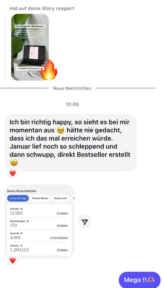 Erfahrungsbericht einer Teilnehmerin – Screenshot einer Nachricht