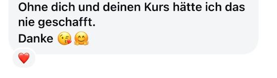 Erfahrungsbericht einer Teilnehmerin – Screenshot einer Nachricht
