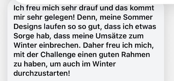 Erfahrungsbericht einer Teilnehmerin – Screenshot einer Nachricht