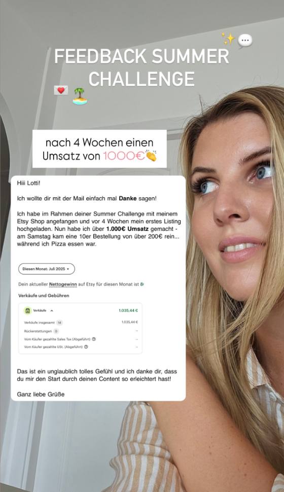 Erfahrungsbericht einer Teilnehmerin – Screenshot einer Nachricht