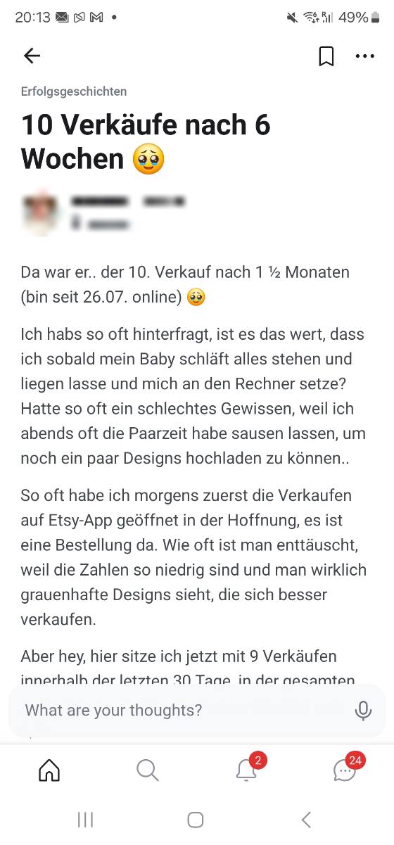 Erfahrungsbericht einer Teilnehmerin – Screenshot einer Nachricht