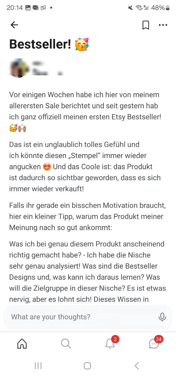 Erfahrungsbericht einer Teilnehmerin – Screenshot einer Nachricht