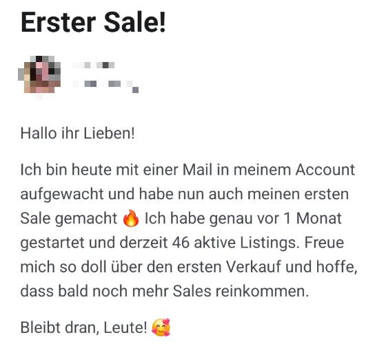 Erfahrungsbericht einer Teilnehmerin – Screenshot einer Nachricht