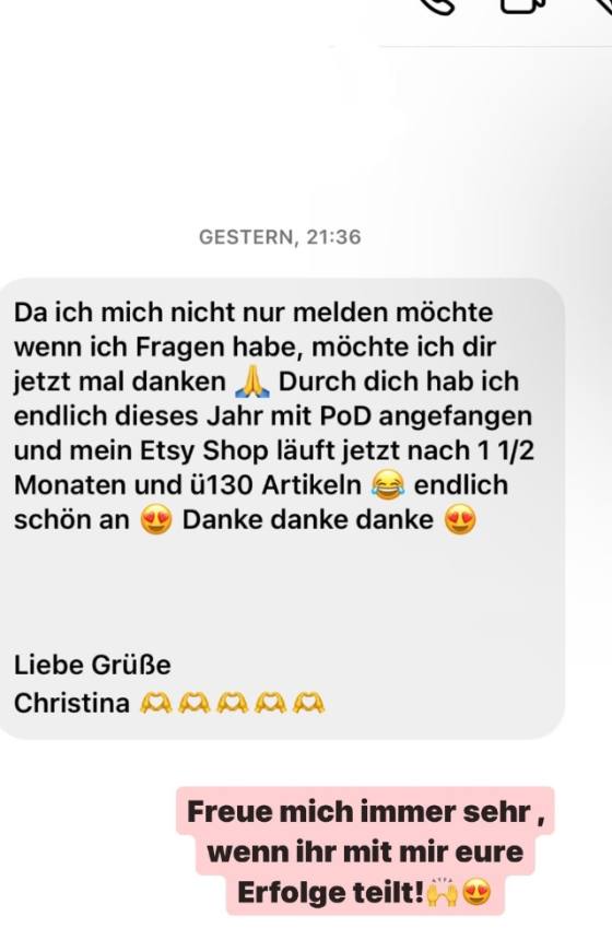 Erfahrungsbericht einer Teilnehmerin – Screenshot einer Nachricht