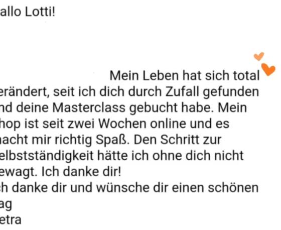 Erfahrungsbericht einer Teilnehmerin – Screenshot einer Nachricht