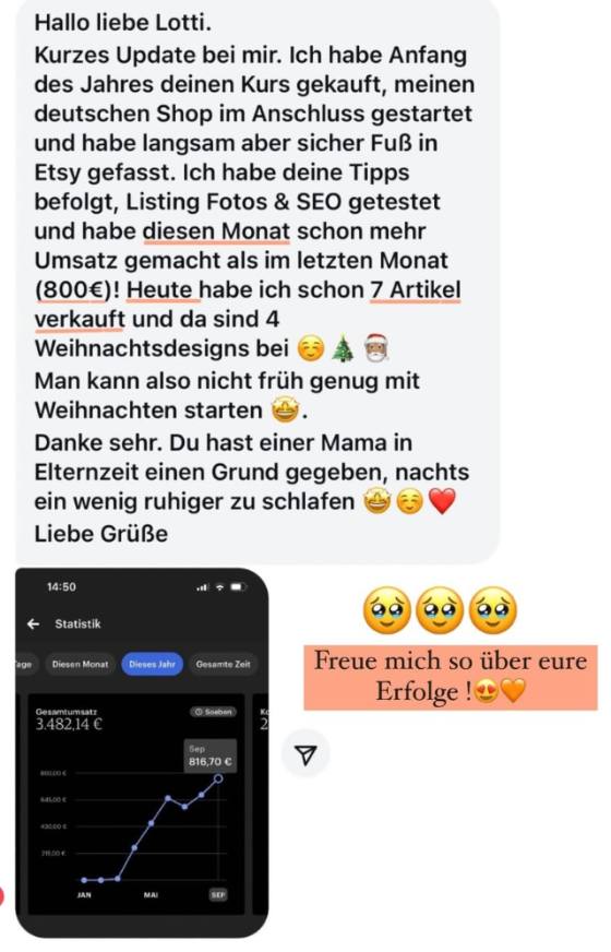 Erfahrungsbericht einer Teilnehmerin – Screenshot einer Nachricht