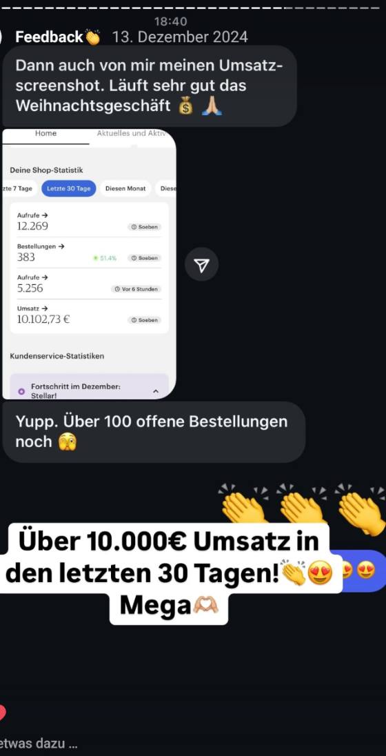 Erfahrungsbericht einer Teilnehmerin – Screenshot einer Nachricht