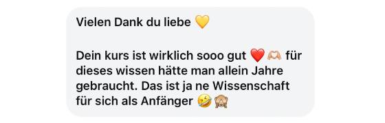 Erfahrungsbericht einer Teilnehmerin – Screenshot einer Nachricht