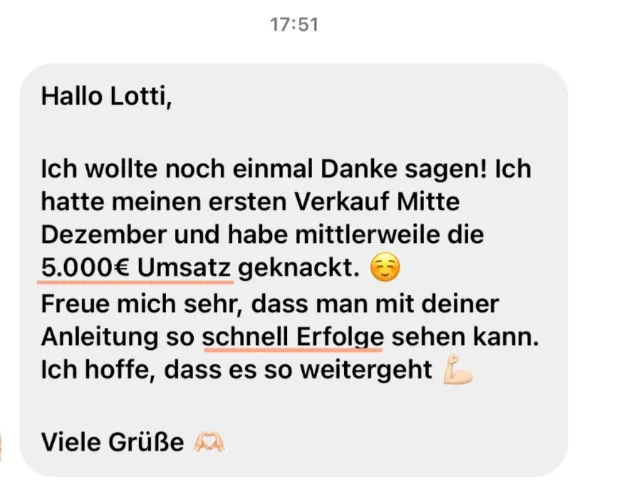 Nachricht einer Teilnehmerin an Lotti