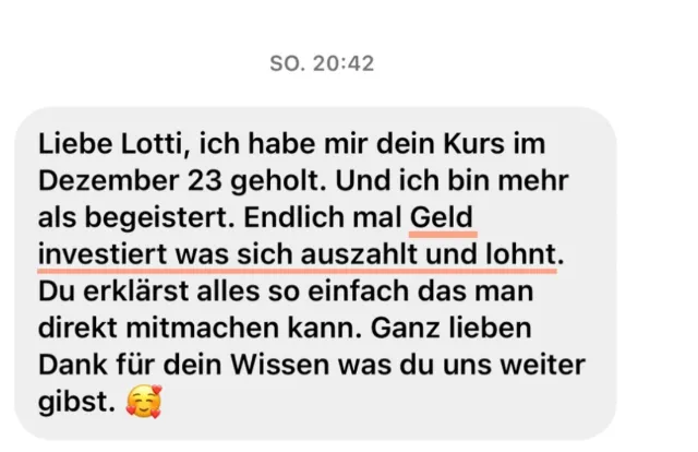 Nachricht einer Teilnehmerin an Lotti