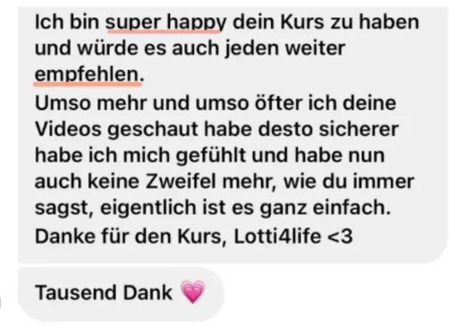 Nachricht einer Teilnehmerin an Lotti