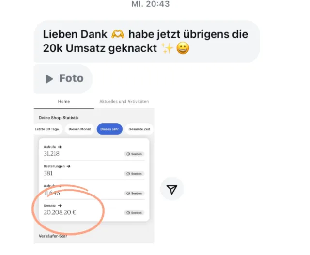 Nachricht einer Teilnehmerin an Lotti