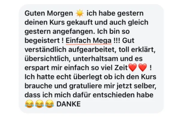 Nachricht einer Teilnehmerin an Lotti