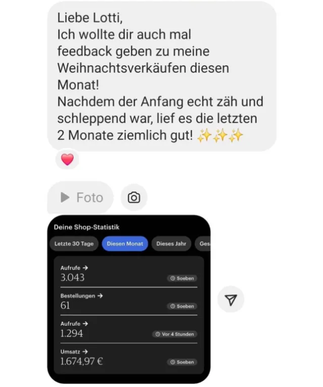Nachricht einer Teilnehmerin an Lotti