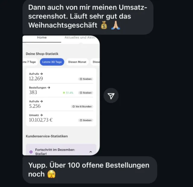 Nachricht einer Teilnehmerin an Lotti