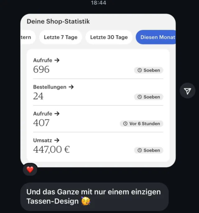 Nachricht einer Teilnehmerin an Lotti