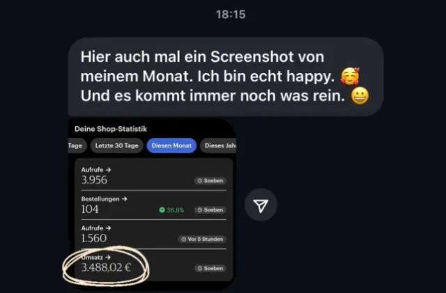 Nachricht einer Teilnehmerin an Lotti