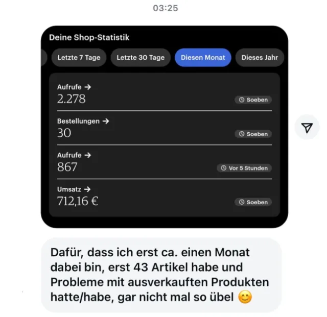 Nachricht einer Teilnehmerin an Lotti