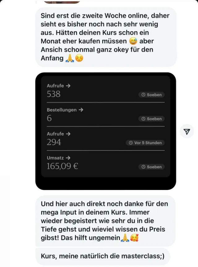 Nachricht einer Teilnehmerin an Lotti