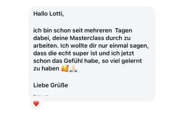 Nachricht einer Teilnehmerin an Lotti