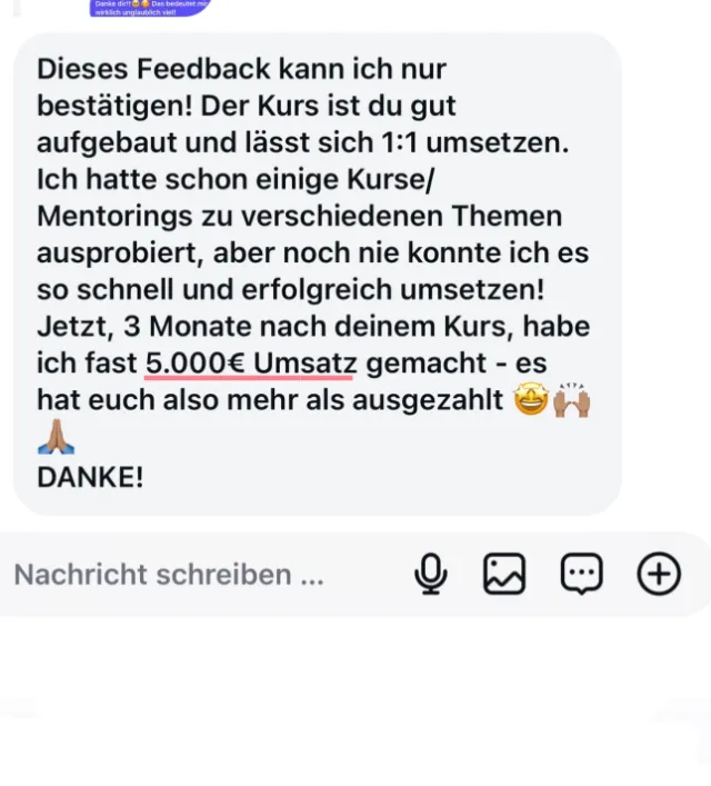 Nachricht einer Teilnehmerin an Lotti