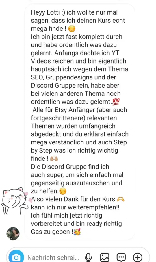 Nachricht einer Teilnehmerin an Lotti