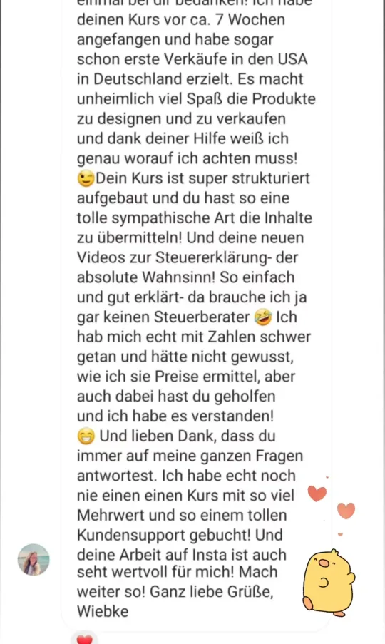 Nachricht einer Teilnehmerin an Lotti