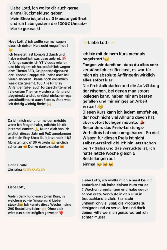 Nachricht einer Teilnehmerin an Lotti