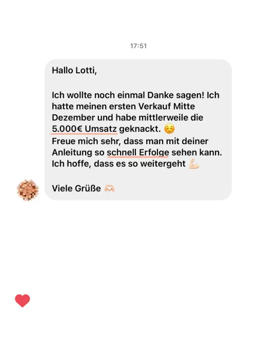 Nachricht einer Teilnehmerin an Lotti