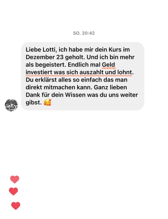 Nachricht einer Teilnehmerin an Lotti