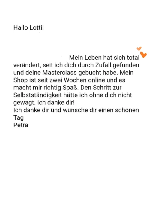 Nachricht einer Teilnehmerin an Lotti