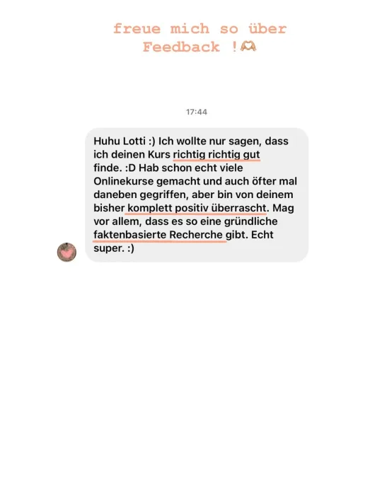 Nachricht einer Teilnehmerin an Lotti