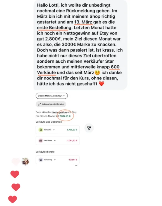 Nachricht einer Teilnehmerin an Lotti