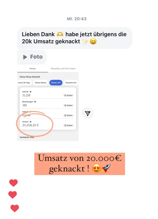 Nachricht einer Teilnehmerin an Lotti