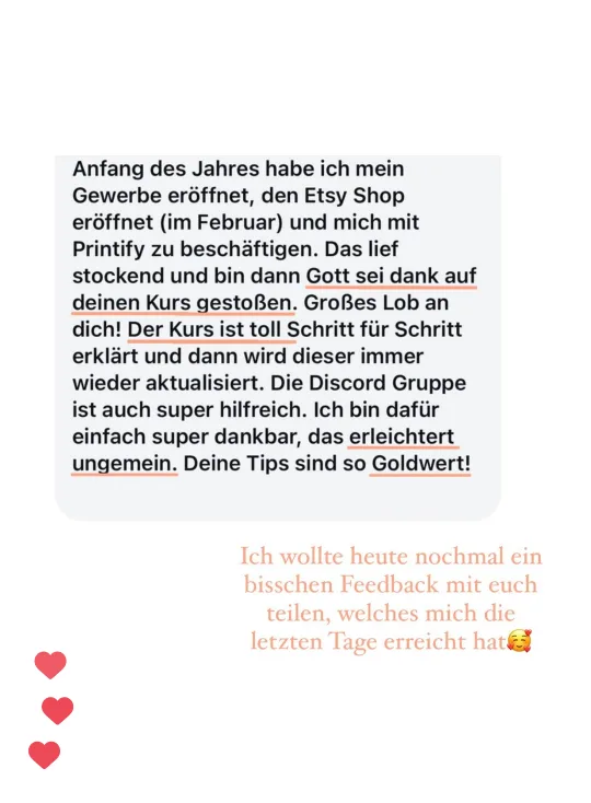 Nachricht einer Teilnehmerin an Lotti