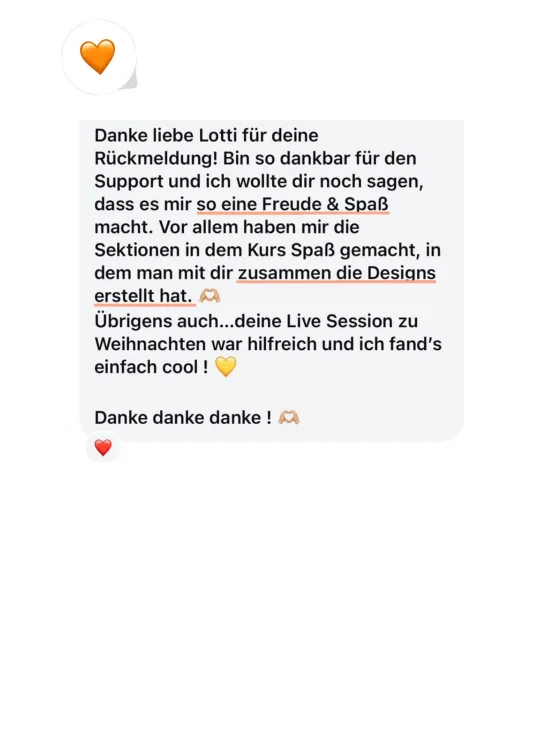 Nachricht einer Teilnehmerin an Lotti