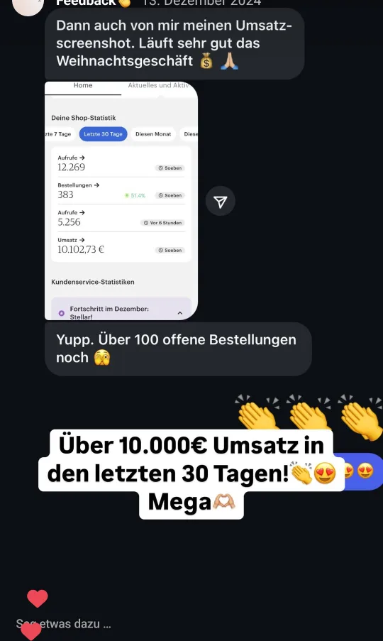 Nachricht einer Teilnehmerin an Lotti