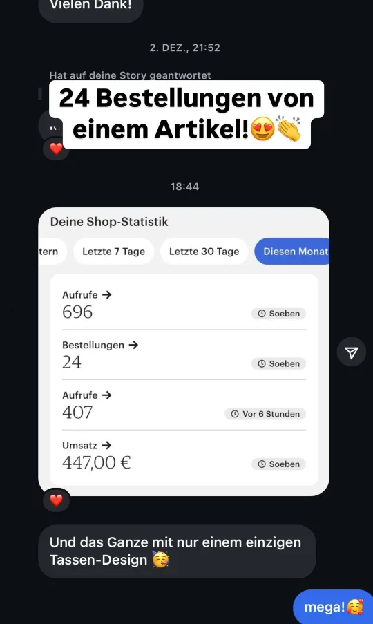Nachricht einer Teilnehmerin an Lotti