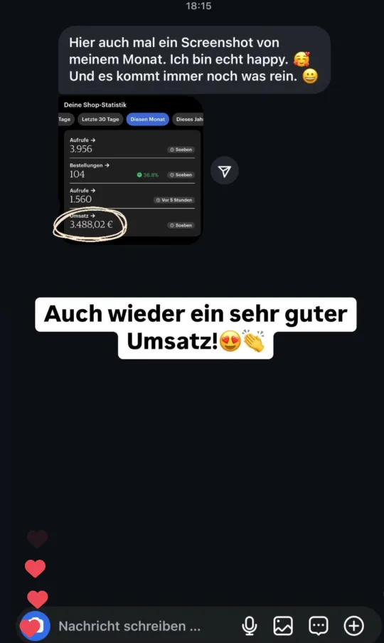 Nachricht einer Teilnehmerin an Lotti