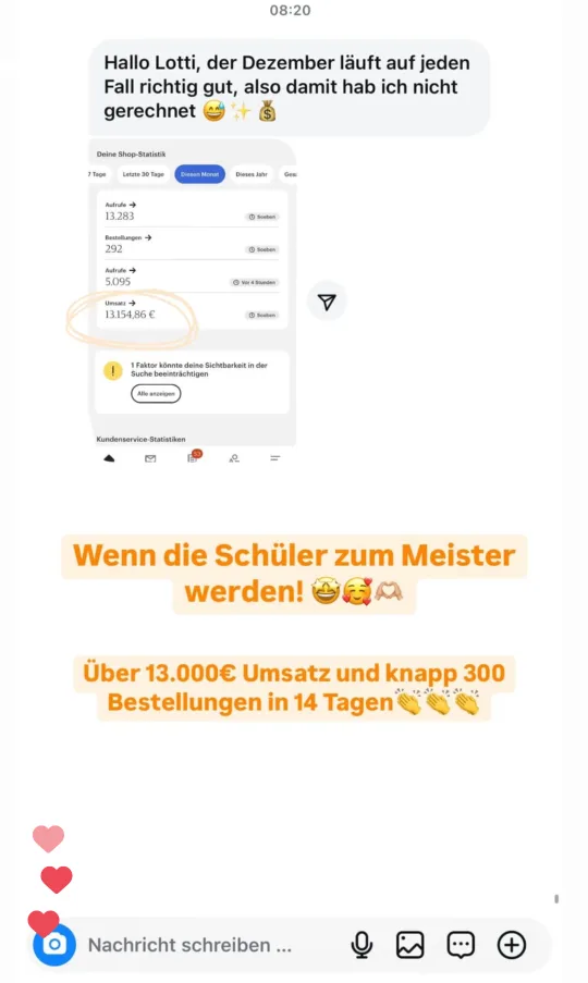 Nachricht einer Teilnehmerin an Lotti