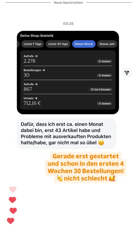 Nachricht einer Teilnehmerin an Lotti