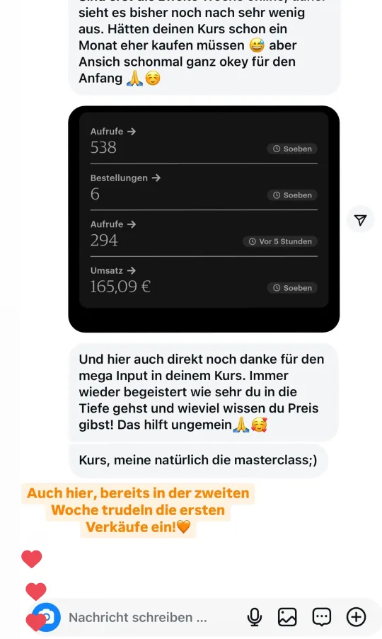 Nachricht einer Teilnehmerin an Lotti