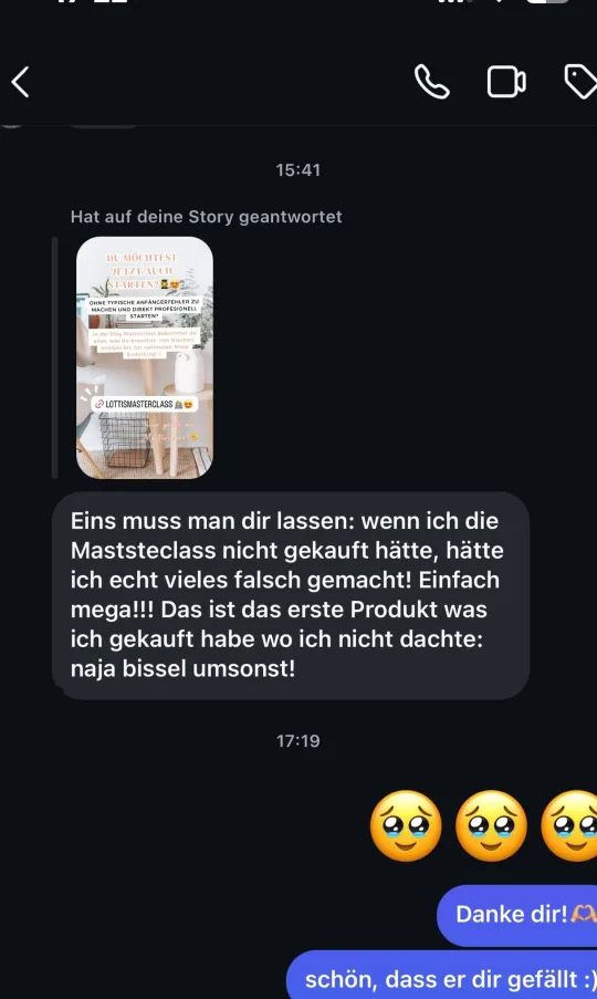 Nachricht einer Teilnehmerin an Lotti