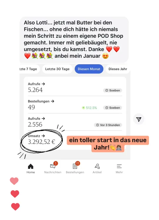 Nachricht einer Teilnehmerin an Lotti