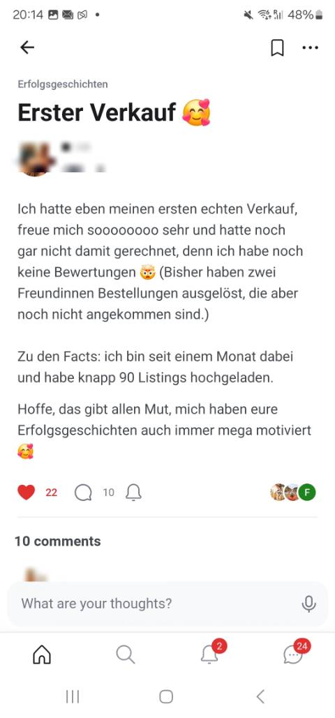 Erfahrungsbericht: Erster Verkauf