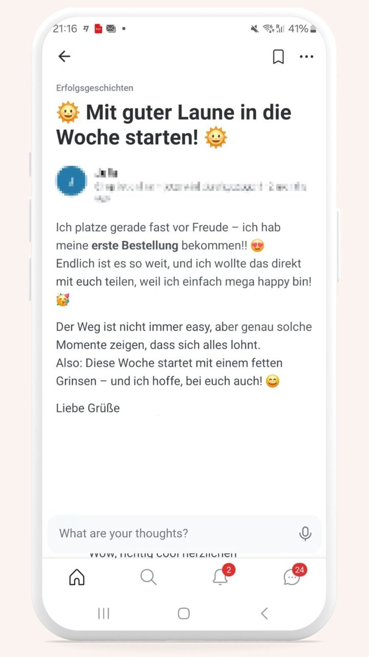Community-Post: Mit guter Laune in die Woche starten