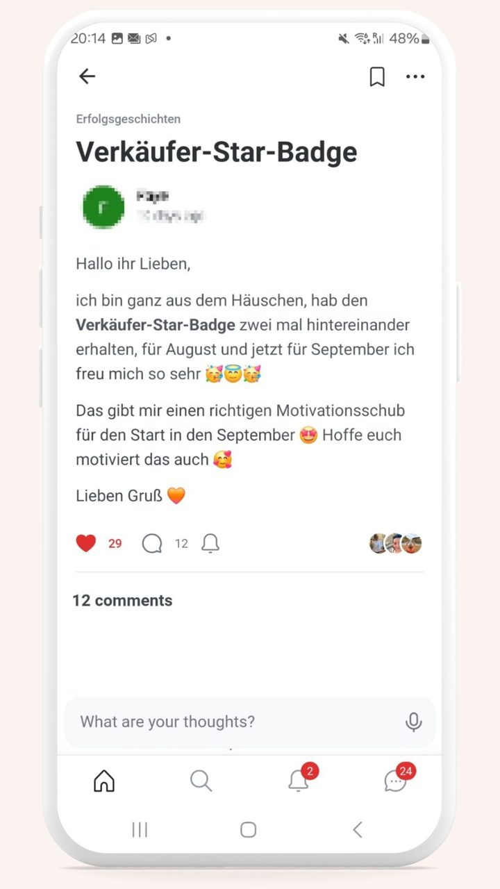 Community-Post: Verkäufer-Star-Badge