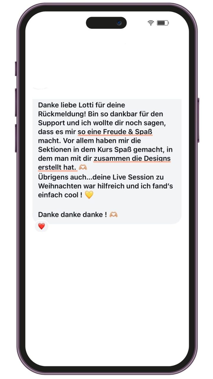 Nachricht an Lotti: So viel Spaß, mit dir Designs zu erstellen