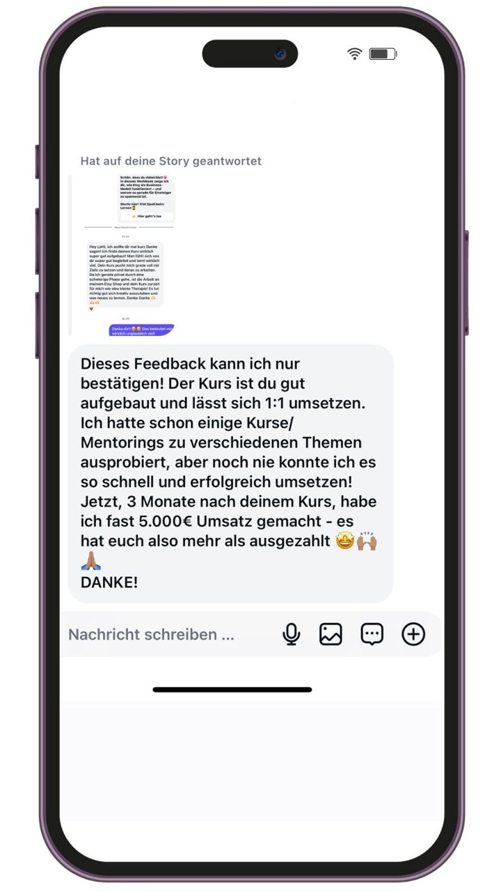 Nachricht an Lotti: Nach 3 Monaten 5.000 €